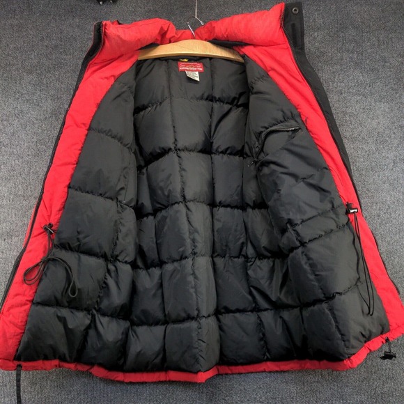 Marlboro Country Store Men's Down Hooded Puffer Jacket Red Medium Vintage - Picture 7 of 16